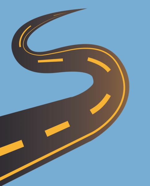 Mix Instructions Cover Photo with an animated road winding up a lightblue background
