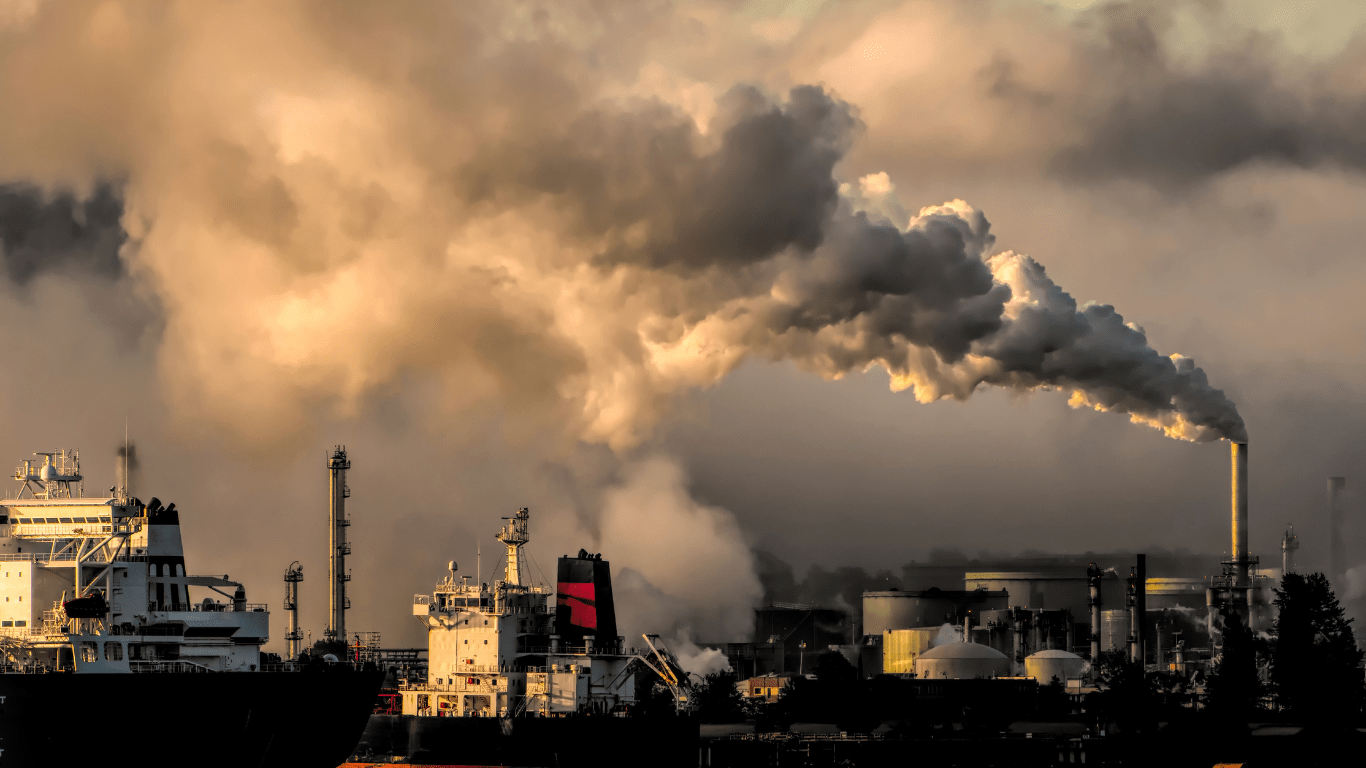 Air view of industrial pollution canva photo