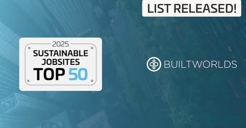builtworlds logo and sustainable jobsites top 50 just released language